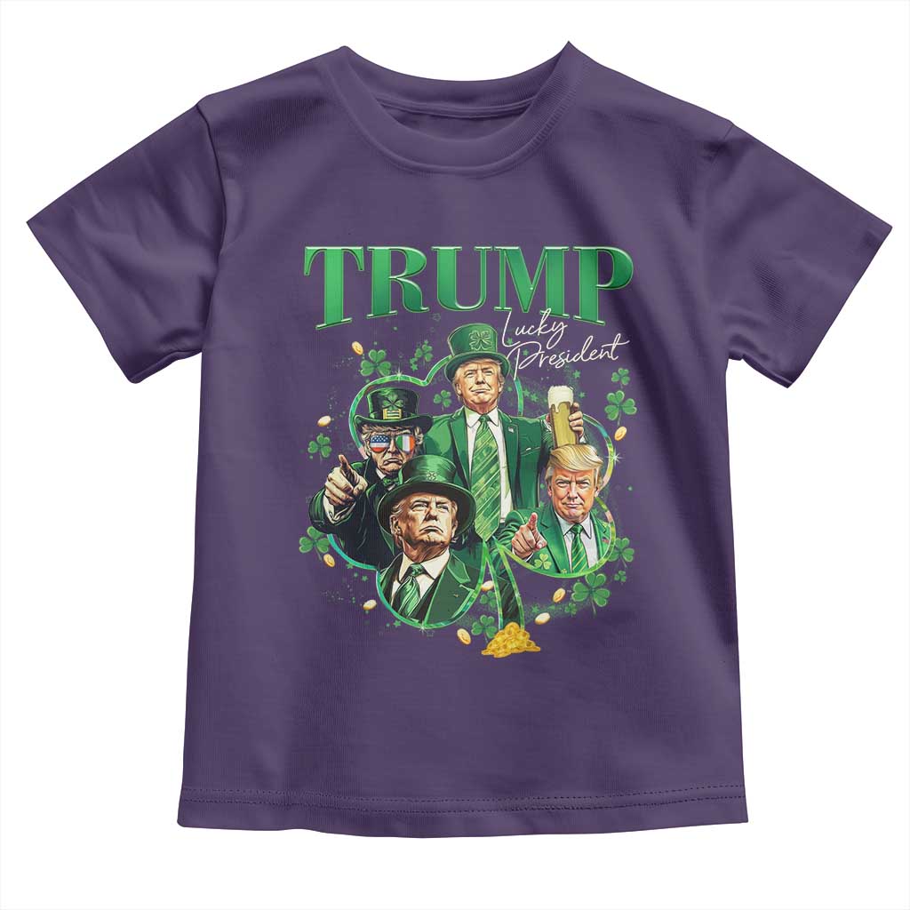 Funny Trump St. Patrick's Day Toddler T Shirt Shamrock Lucky President Trump TS09 Purple Print Your Wear