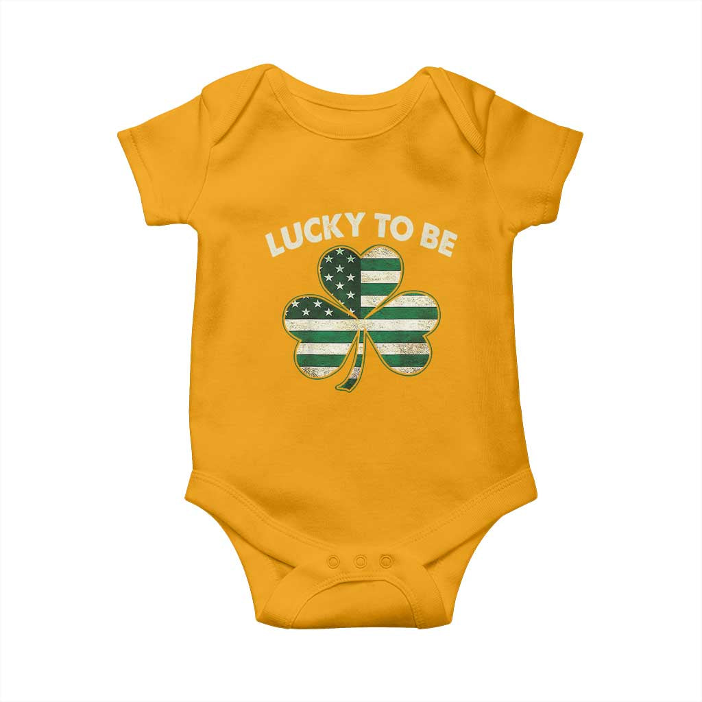 St. Patrick's Day Patriotic America Pride Baby Onesie Lucky To Be American TS09 Gold Print Your Wear