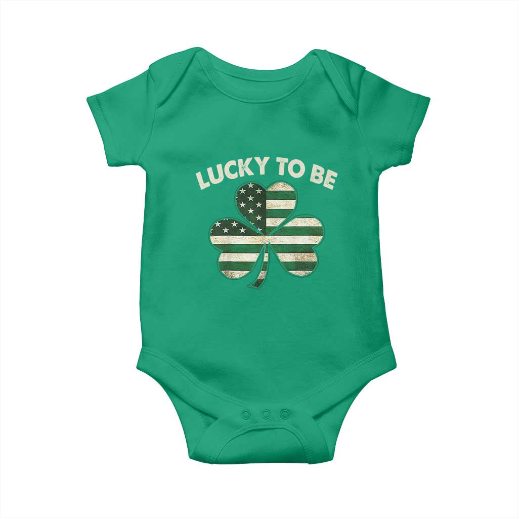 St. Patrick's Day Patriotic America Pride Baby Onesie Lucky To Be American TS09 Irish Green Print Your Wear