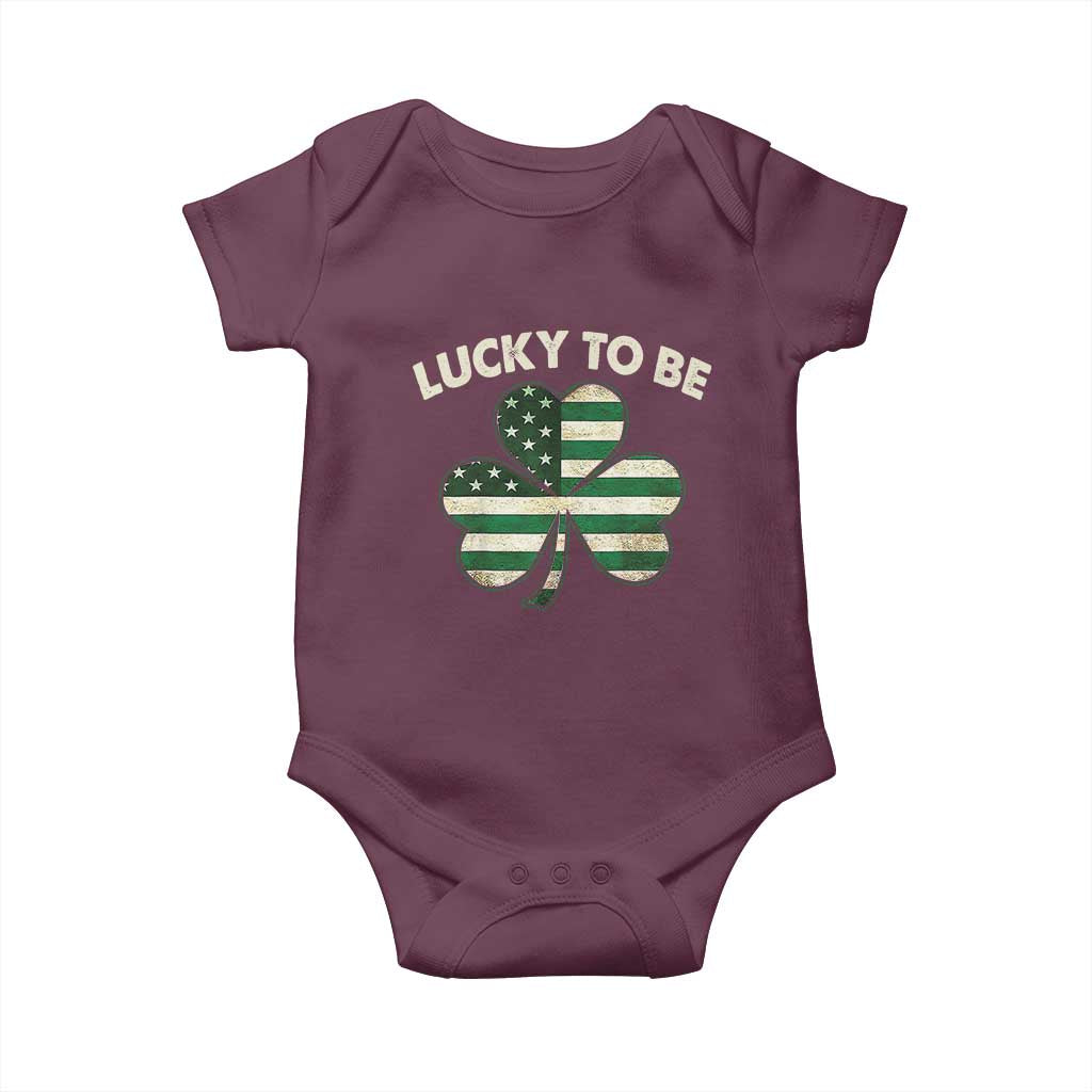 St. Patrick's Day Patriotic America Pride Baby Onesie Lucky To Be American TS09 Maroon Print Your Wear