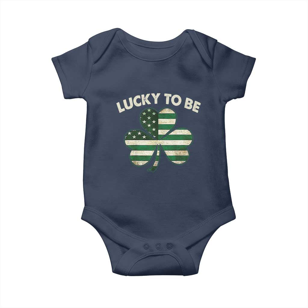 St. Patrick's Day Patriotic America Pride Baby Onesie Lucky To Be American TS09 Navy Print Your Wear