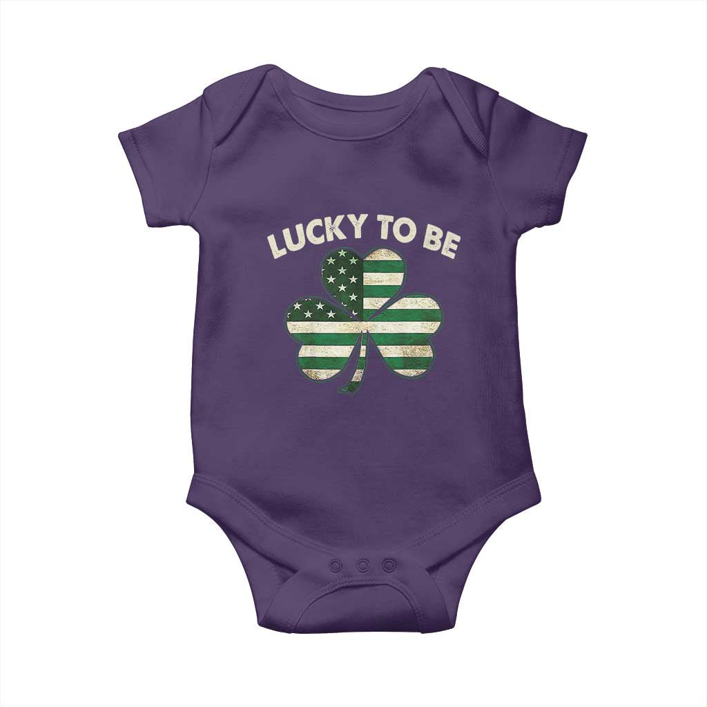 St. Patrick's Day Patriotic America Pride Baby Onesie Lucky To Be American TS09 Purple Print Your Wear
