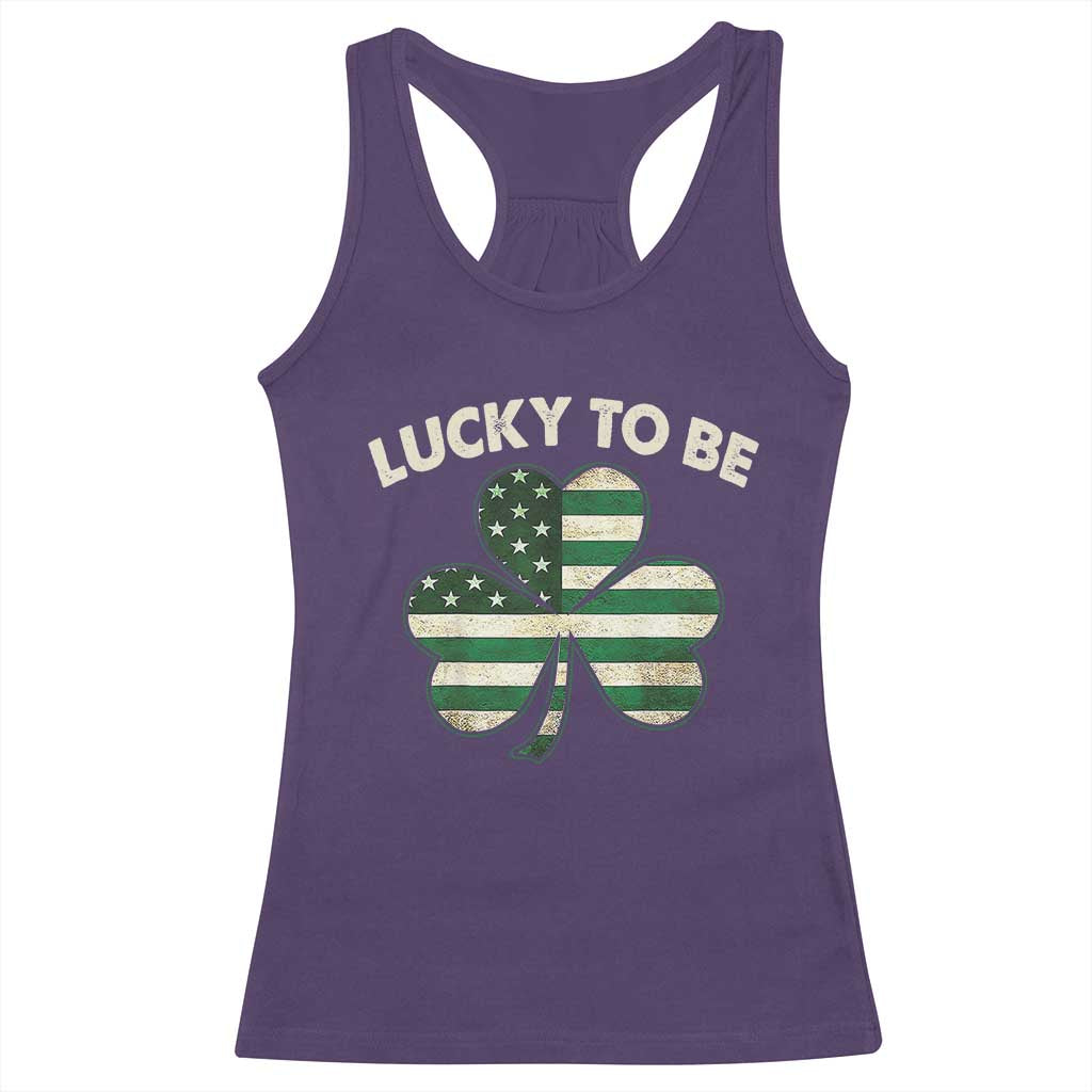 St. Patrick's Day Patriotic America Pride Racerback Tank Top Lucky To Be American TS09 Purple Print Your Wear
