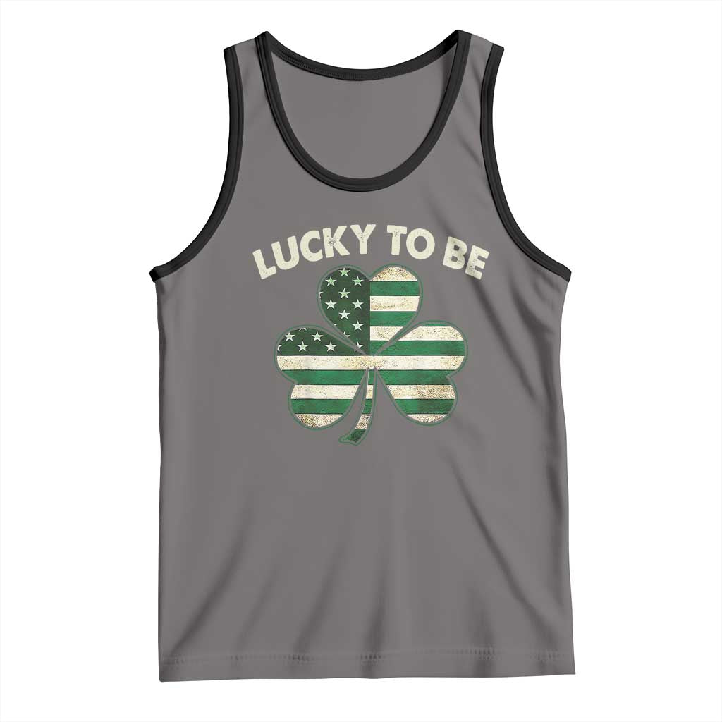 St. Patrick's Day Patriotic America Pride Tank Top Lucky To Be American TS09 Deep Heather Black Print Your Wear