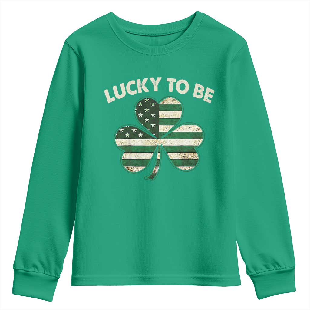 St. Patrick's Day Patriotic America Pride Youth Sweatshirt Lucky To Be American TS09 Irish Green Print Your Wear