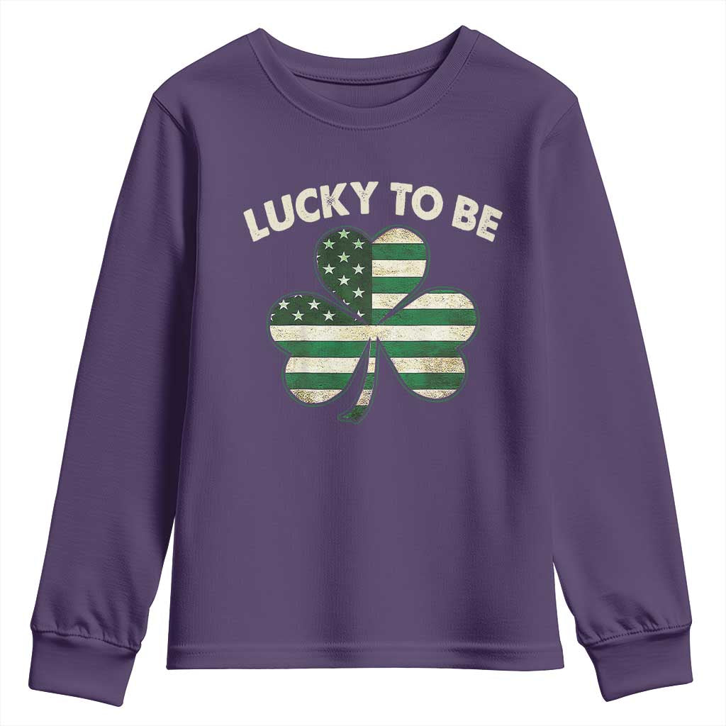 St. Patrick's Day Patriotic America Pride Youth Sweatshirt Lucky To Be American TS09 Purple Print Your Wear