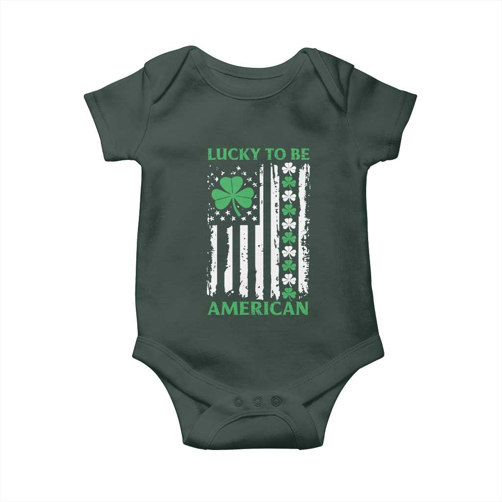 St. Patrick's Day Patriotic America Pride Baby Onesie Lucky To Be American Shamrock Flag TS09 Print Your Wear