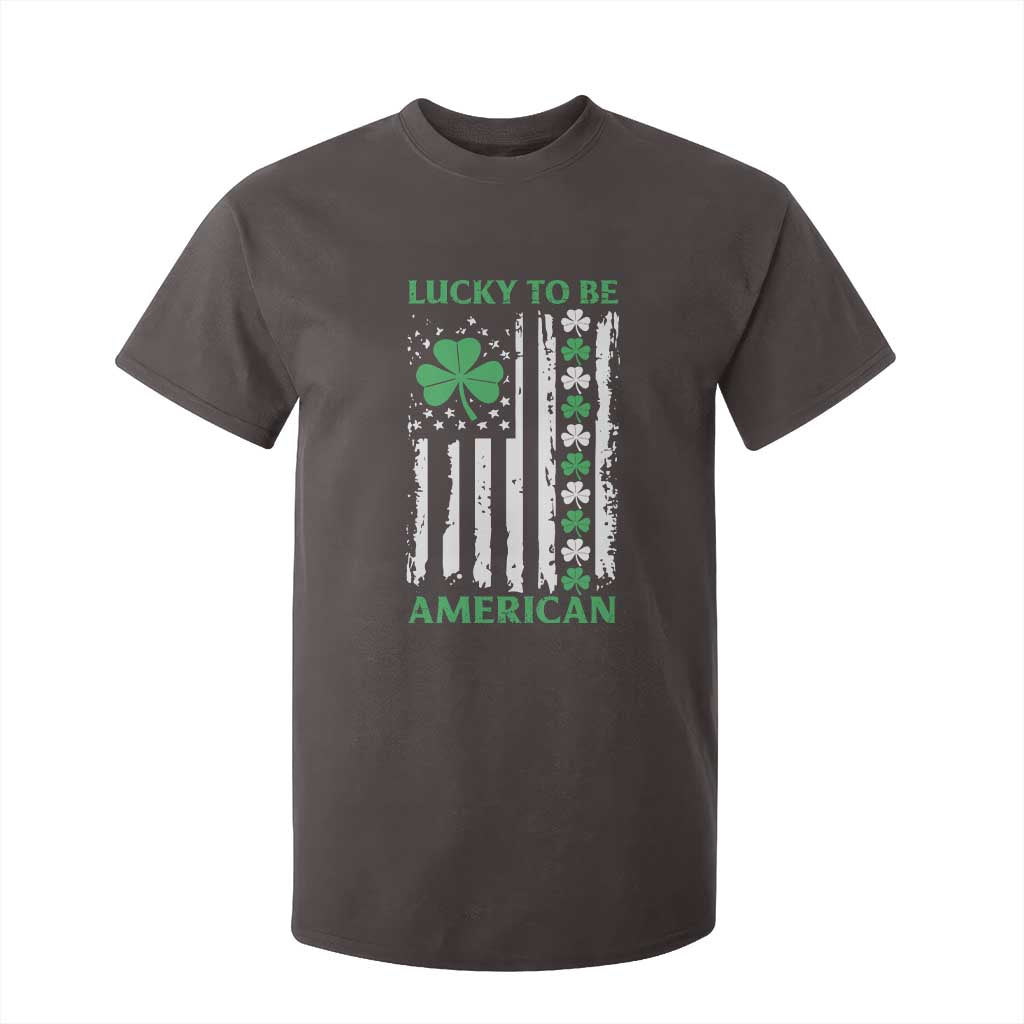 St. Patrick's Day Patriotic America Pride T Shirt For Kid Lucky To Be American Shamrock Flag TS09 Dark Chocolate Print Your Wear