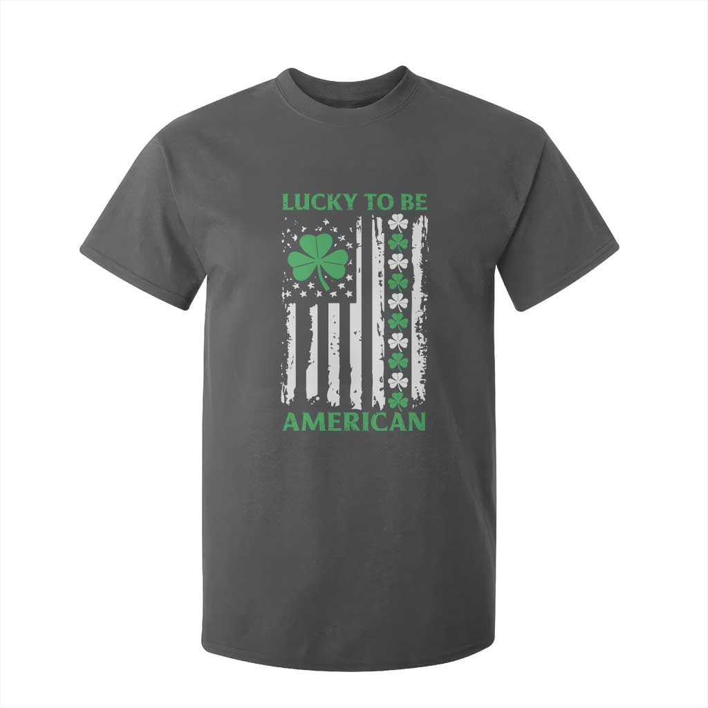 St. Patrick's Day Patriotic America Pride T Shirt For Kid Lucky To Be American Shamrock Flag TS09 Dark Heather Print Your Wear