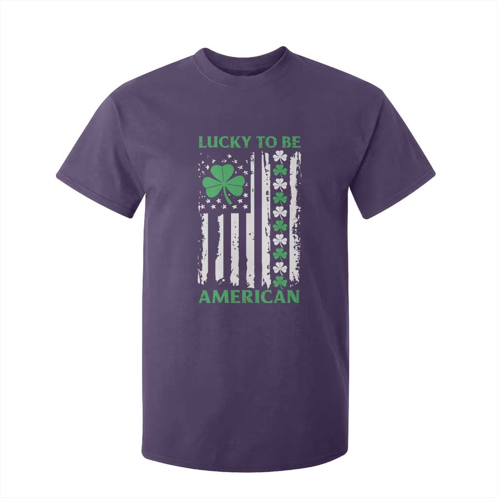St. Patrick's Day Patriotic America Pride T Shirt For Kid Lucky To Be American Shamrock Flag TS09 Purple Print Your Wear