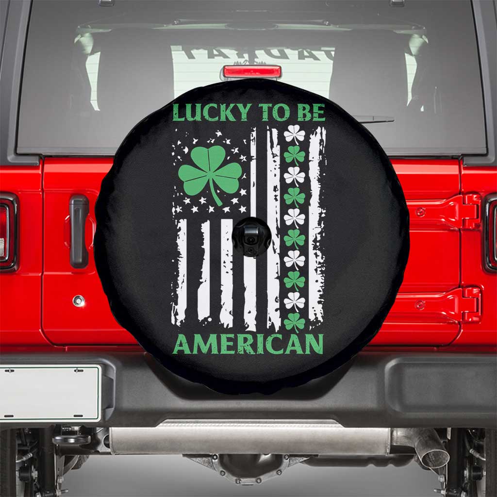 St. Patrick's Day Patriotic America Pride Spare Tire Cover Lucky To Be American Shamrock Flag TS09 Black Print Your Wear