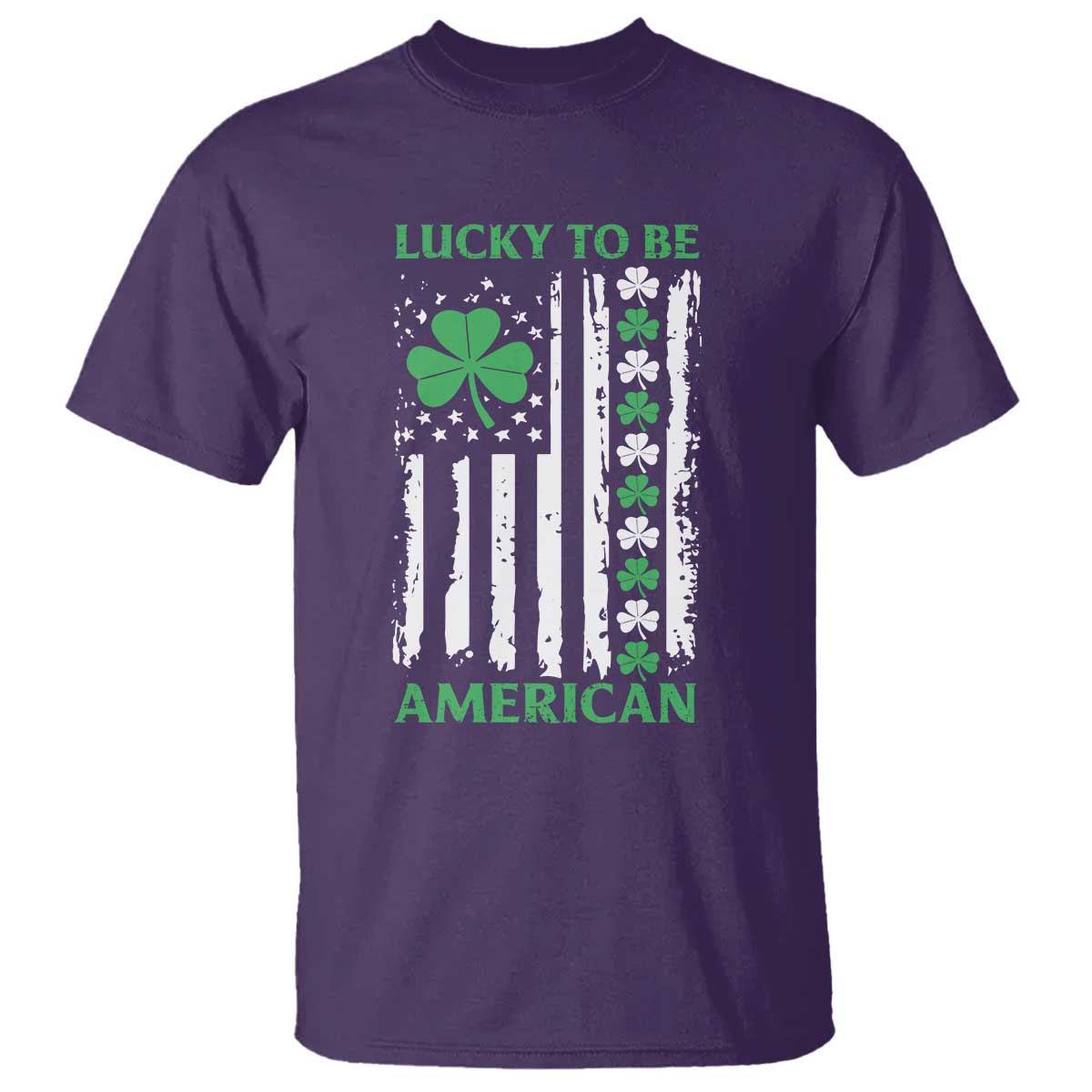 St. Patrick's Day Patriotic America Pride T Shirt Lucky To Be American Shamrock Flag TS09 Purple Print Your Wear
