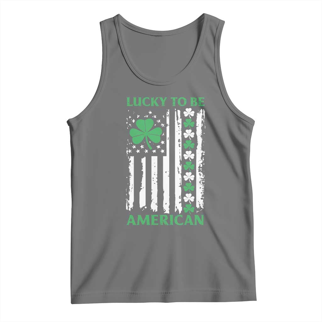 St. Patrick's Day Patriotic America Pride Tank Top Lucky To Be American Shamrock Flag TS09 Black Heather Print Your Wear