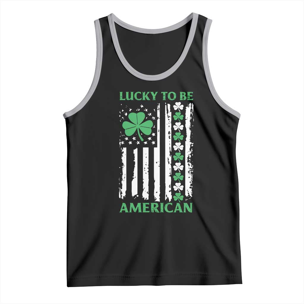 St. Patrick's Day Patriotic America Pride Tank Top Lucky To Be American Shamrock Flag TS09 Black Athletic Heather Print Your Wear