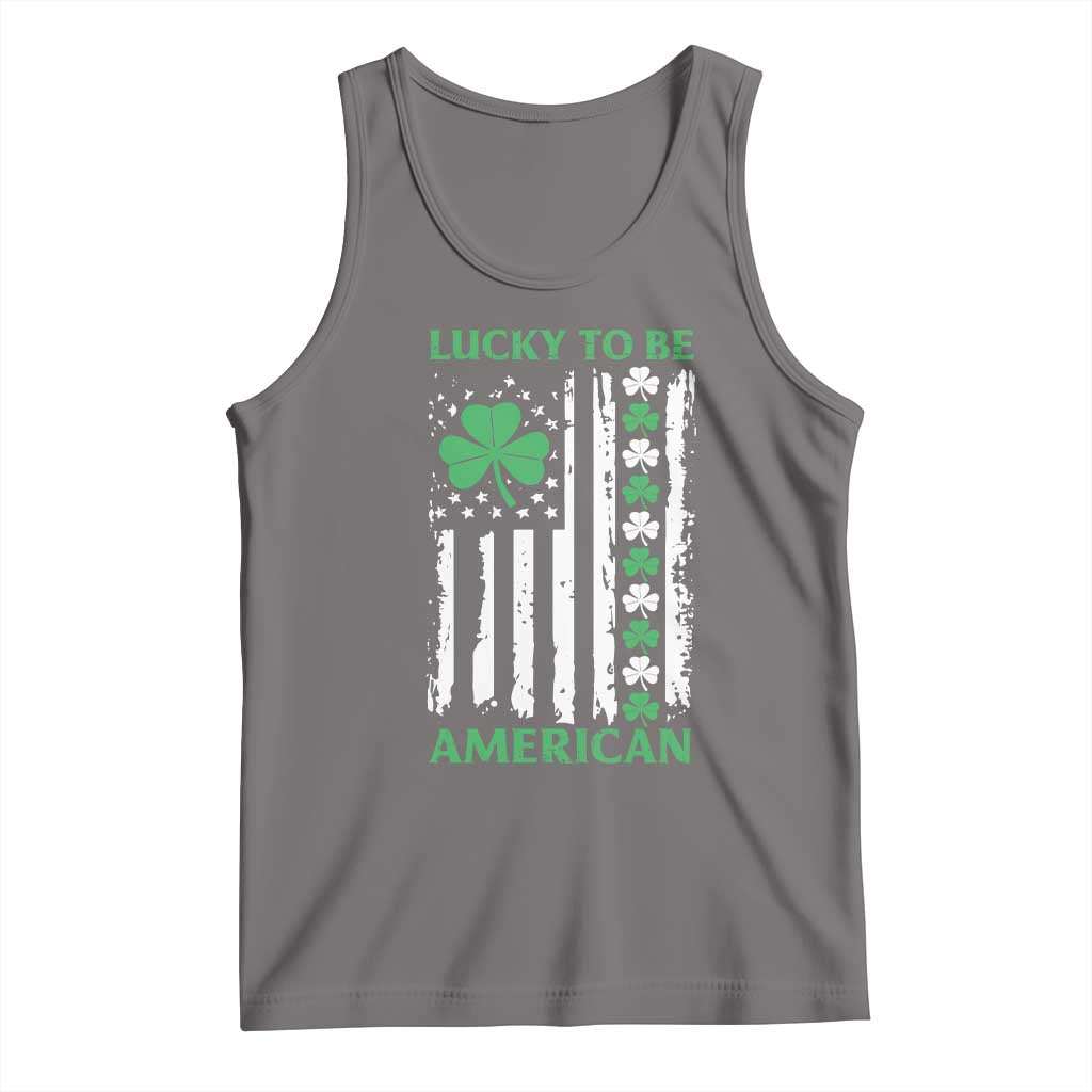 St. Patrick's Day Patriotic America Pride Tank Top Lucky To Be American Shamrock Flag TS09 Deep Heather Print Your Wear