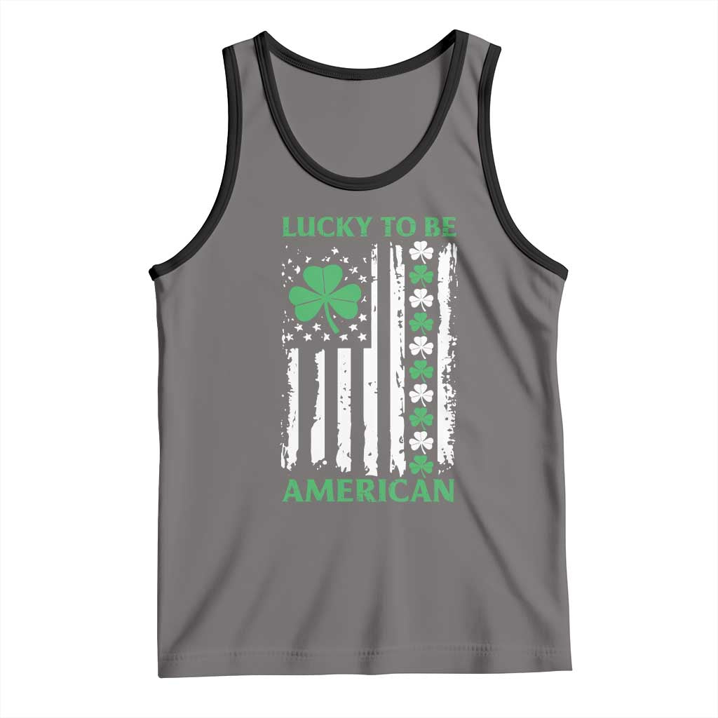 St. Patrick's Day Patriotic America Pride Tank Top Lucky To Be American Shamrock Flag TS09 Deep Heather Black Print Your Wear