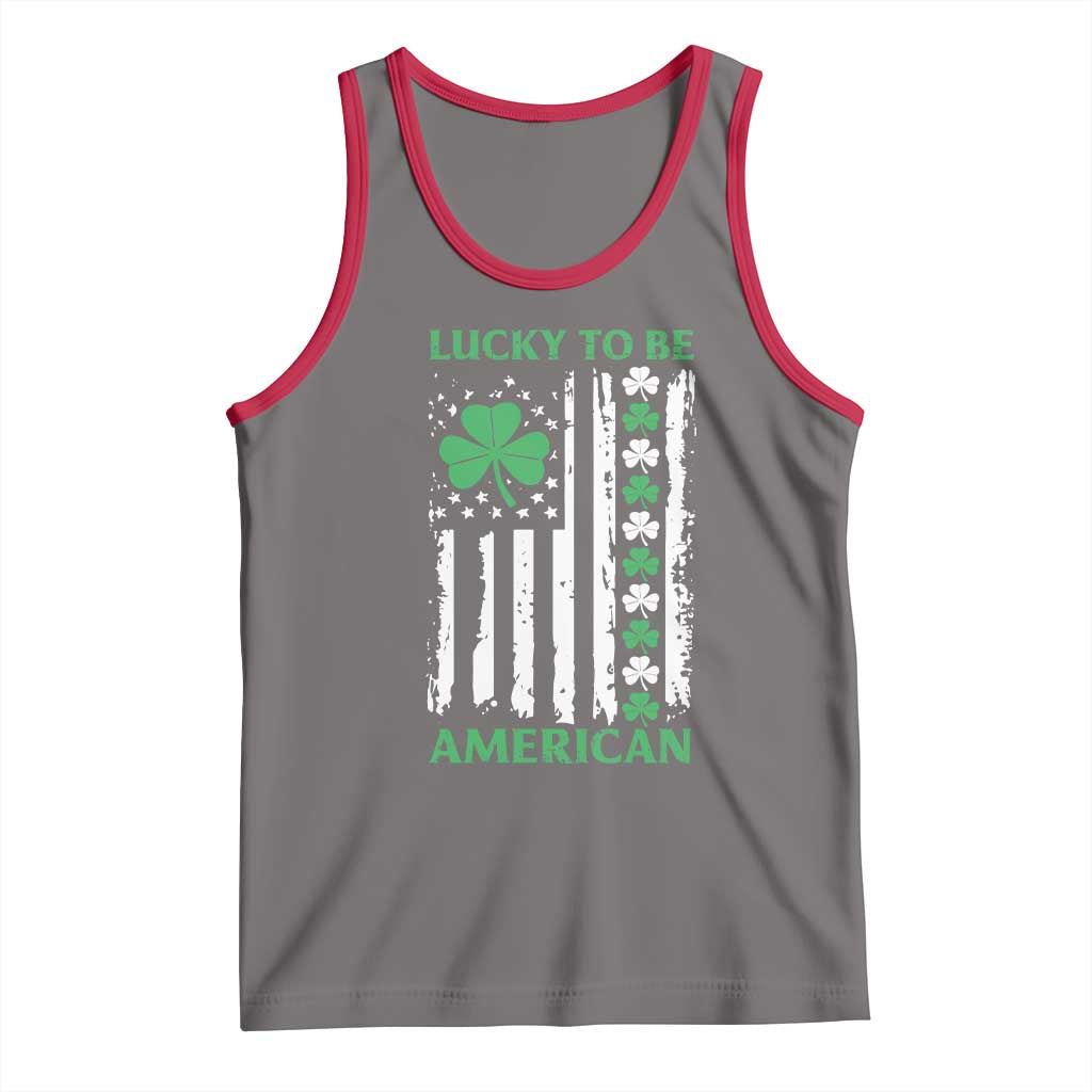 St. Patrick's Day Patriotic America Pride Tank Top Lucky To Be American Shamrock Flag TS09 Deep Heather Red Print Your Wear