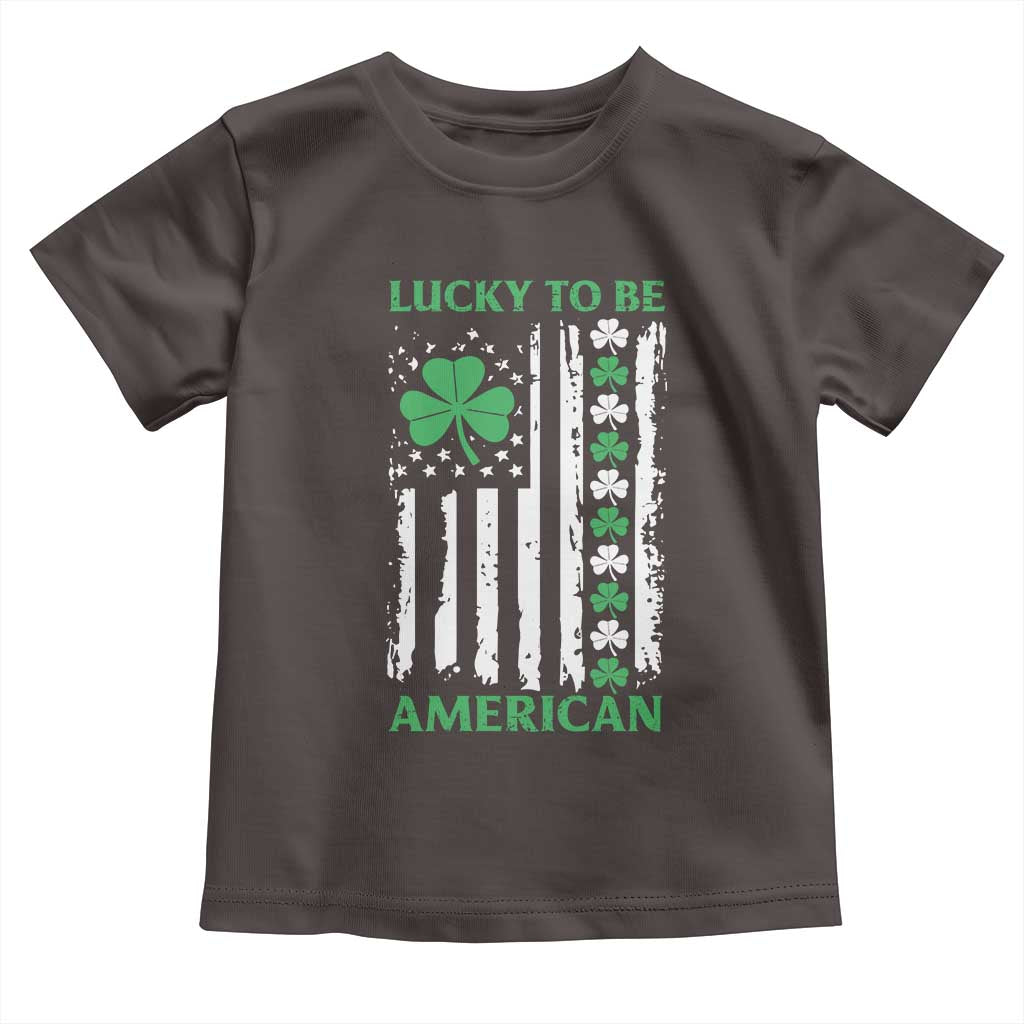 St. Patrick's Day Patriotic America Pride Toddler T Shirt Lucky To Be American Shamrock Flag TS09 Dark Chocolate Print Your Wear