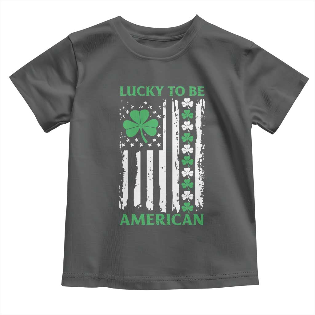 St. Patrick's Day Patriotic America Pride Toddler T Shirt Lucky To Be American Shamrock Flag TS09 Dark Heather Print Your Wear