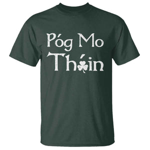 Funny St. Patrick's Day T Shirt Pog Mo Thoin Gaelic Saying Kiss My Ass TS09 Dark Forest Green Print Your Wear