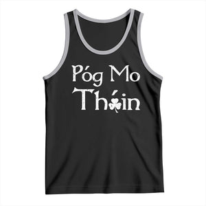 Funny St. Patrick's Day Tank Top Pog Mo Thoin Gaelic Saying Kiss My Ass TS09 Black Athletic Heather Print Your Wear