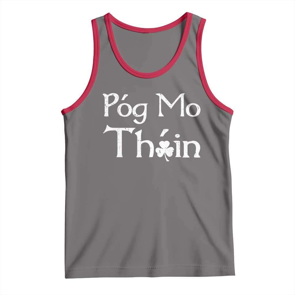 Funny St. Patrick's Day Tank Top Pog Mo Thoin Gaelic Saying Kiss My Ass TS09 Deep Heather Red Print Your Wear