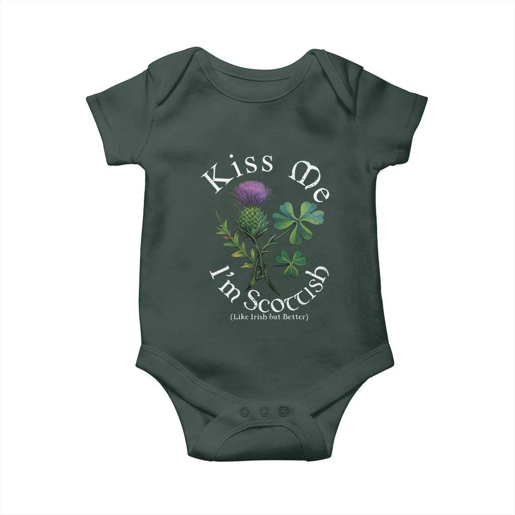 Funny St. Patrick's Day Baby Onesie Kiss Me I'm Scottish TS09 Print Your Wear