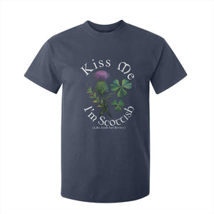 Funny St. Patrick's Day T Shirt For Kid Kiss Me I'm Scottish TS09 Navy Print Your Wear