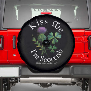Funny St. Patrick's Day Spare Tire Cover Kiss Me I'm Scottish TS09 Black Print Your Wear