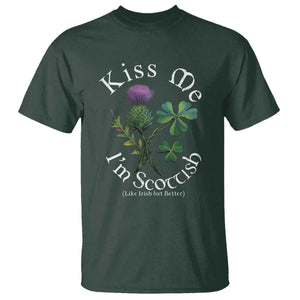 Funny St. Patrick's Day T Shirt Kiss Me I'm Scottish TS09 Dark Forest Green Print Your Wear