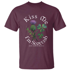 Funny St. Patrick's Day T Shirt Kiss Me I'm Scottish TS09 Maroon Print Your Wear