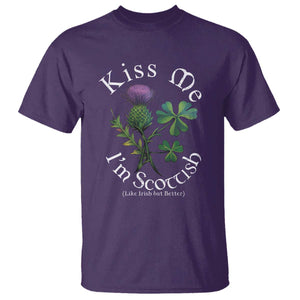 Funny St. Patrick's Day T Shirt Kiss Me I'm Scottish TS09 Purple Print Your Wear