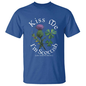 Funny St. Patrick's Day T Shirt Kiss Me I'm Scottish TS09 Royal Blue Print Your Wear
