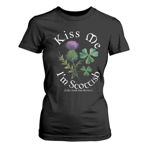Funny St. Patrick's Day T Shirt For Women Kiss Me I'm Scottish TS09 Black Print Your Wear