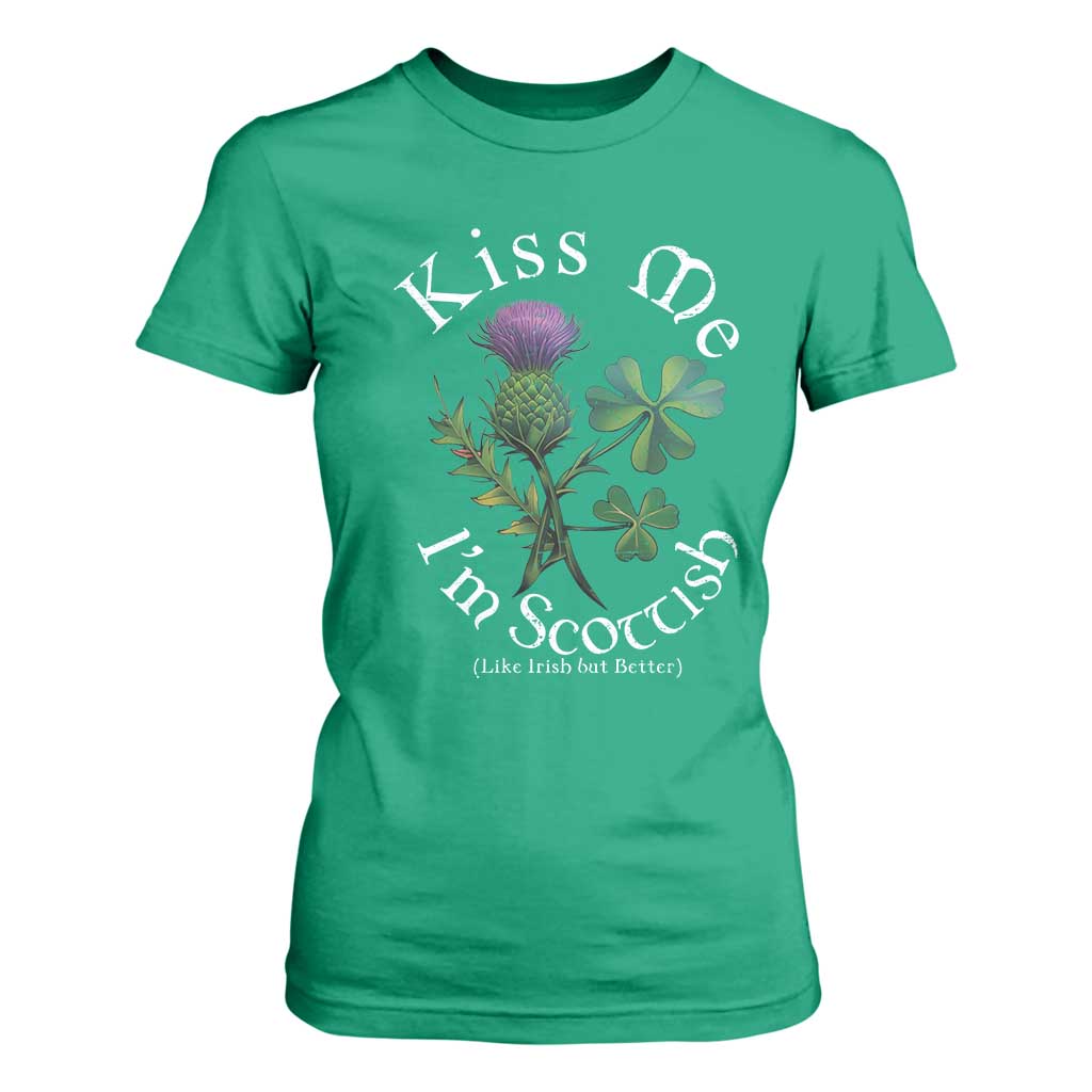 Funny St. Patrick's Day T Shirt For Women Kiss Me I'm Scottish TS09 Irish Green Print Your Wear