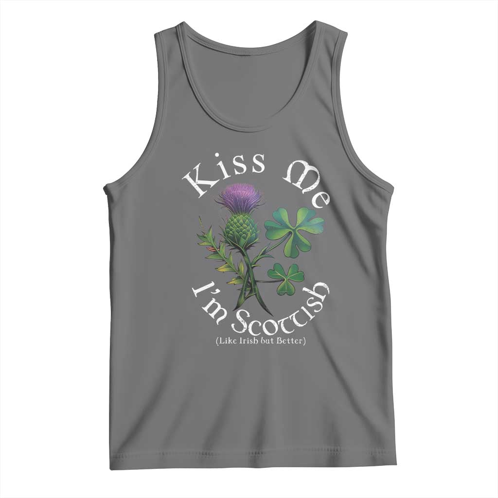 Funny St. Patrick's Day Tank Top Kiss Me I'm Scottish TS09 Black Heather Print Your Wear