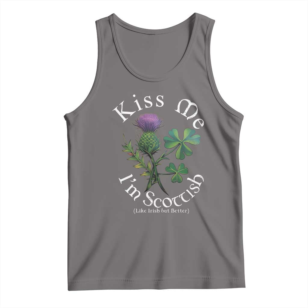 Funny St. Patrick's Day Tank Top Kiss Me I'm Scottish TS09 Deep Heather Print Your Wear