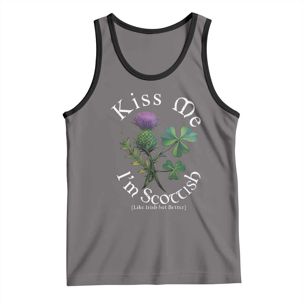 Funny St. Patrick's Day Tank Top Kiss Me I'm Scottish TS09 Deep Heather Black Print Your Wear