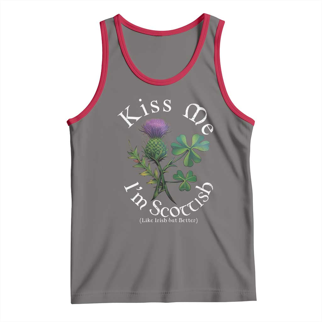 Funny St. Patrick's Day Tank Top Kiss Me I'm Scottish TS09 Deep Heather Red Print Your Wear