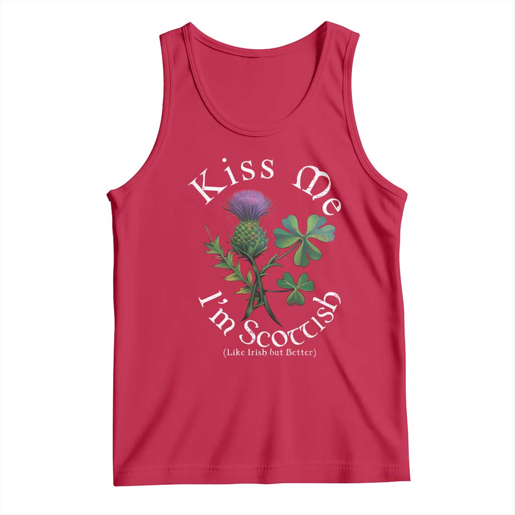 Funny St. Patrick's Day Tank Top Kiss Me I'm Scottish TS09 Red Print Your Wear