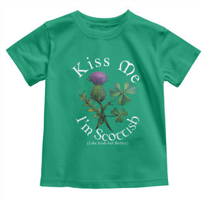 Funny St. Patrick's Day Toddler T Shirt Kiss Me I'm Scottish TS09 Irish Green Print Your Wear