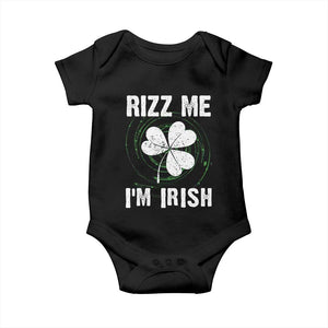 Funny St. Patrick's Day Baby Onesie Rizz Me I'm Irish TS09 Black Print Your Wear