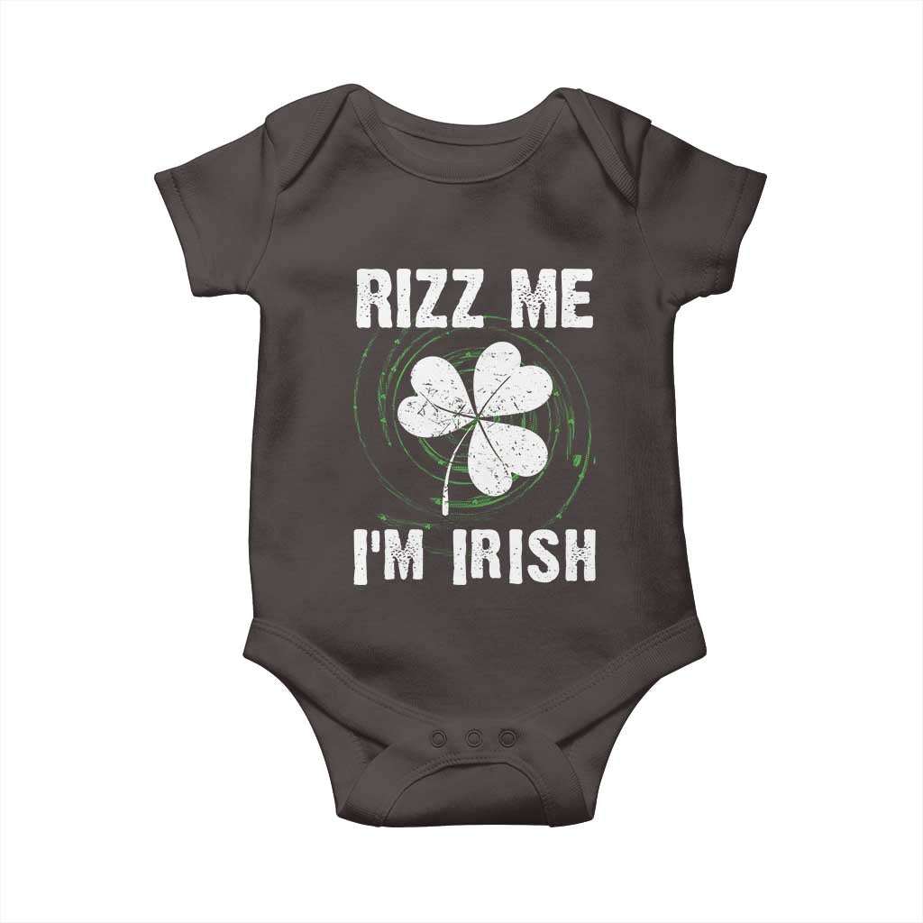 Funny St. Patrick's Day Baby Onesie Rizz Me I'm Irish TS09 Dark Chocolate Print Your Wear