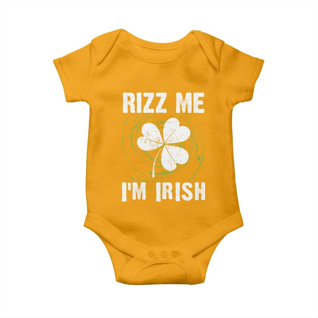 Funny St. Patrick's Day Baby Onesie Rizz Me I'm Irish TS09 Gold Print Your Wear