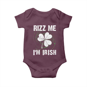 Funny St. Patrick's Day Baby Onesie Rizz Me I'm Irish TS09 Maroon Print Your Wear
