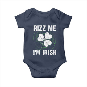 Funny St. Patrick's Day Baby Onesie Rizz Me I'm Irish TS09 Navy Print Your Wear