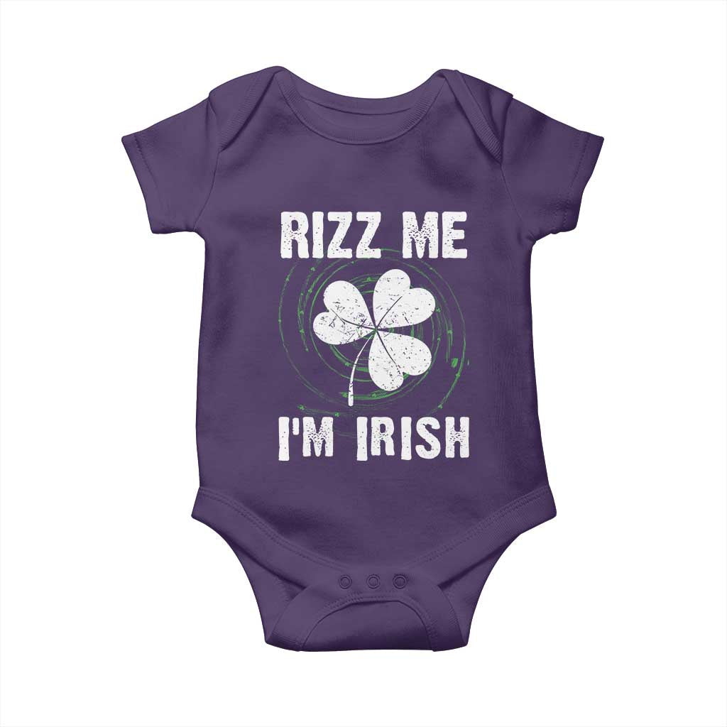 Funny St. Patrick's Day Baby Onesie Rizz Me I'm Irish TS09 Purple Print Your Wear