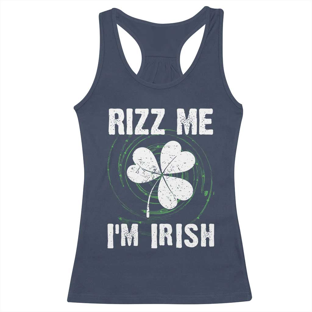 Funny St. Patrick's Day Racerback Tank Top Rizz Me I'm Irish TS09 Navy Print Your Wear