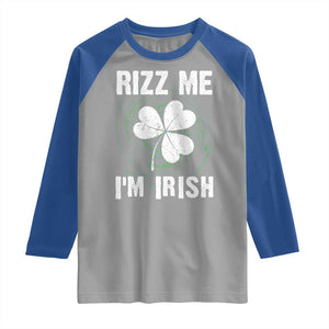 Funny St. Patrick's Day Raglan Shirt Rizz Me I'm Irish TS09 Sport Gray Royal Print Your Wear