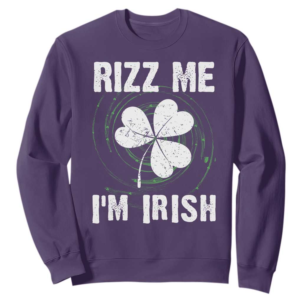 Funny St. Patrick's Day Sweatshirt Rizz Me I'm Irish TS09 Purple Print Your Wear
